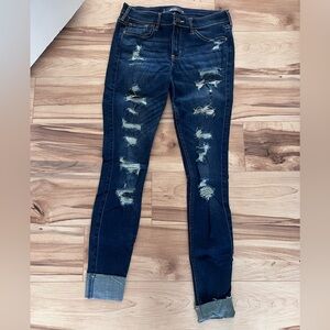 Hollister Dark Blue Distressed Skinny Jeans